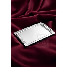 ÖzSa Home Tiamo Mira Premium 18/10 Paslanmaz Çelik Sunum Tepsisi Kulplu Söz Nişan Servis Çay Tepsi