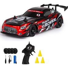 Uzaktan Kumandalı Rc Drift Arabası 15 Km Hız Yapan 4x4 Çekiş Şarjlı 3 Adet Drift Kukası Hediyeli Renk Seçenekli Ralli Spoiler Araba (Kırmızı)