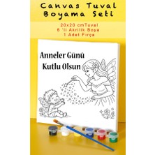 Sepetly Çocuklar Için Tuval Boyama Seti 20X20 cm - 6 Renk Boya ve Fırçalı Akrilik Boyama (Çoklu Desen Seçenekli)