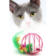 Kedi Oyuncağı Top Içinde Peluş Fare Hareketli Kedi Oyuncağı