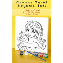 Sepetly Çocuklar Için Tuval Boyama Seti 20X20 cm - 6 Renk Boya ve Fırçalı Akrilik Boyama (Çoklu Desen Seçenekli)