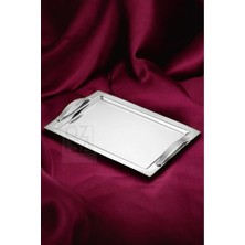 ÖzSa Home Tiamo Ottoman Premium 18/10 Paslanmaz Çelik Sunum Tepsisi Kulplu Söz Nişan Servis Çay Tepsi