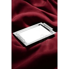 ÖzSa Home Tiamo Selçuklu Premium 18/10 Paslanmaz Çelik Sunum Tepsisi Kulplu Söz Nişan Servis Çay Tepsi