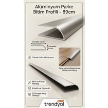 Zirve Alüminyum Alüminyum Oval U 90 Cm'ye Kadar Özel Ölçü 8 mm Parke Bitim Profili Çıtası Gri