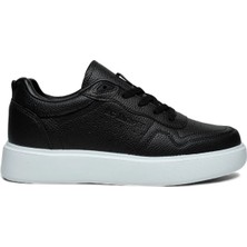 Clodi Marco Jamper Erkek Siyah Beyaz Cilt Deri Spor Ayakkabı - Rahat Taban Daily Sneaker