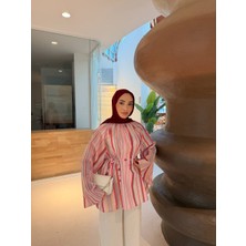 Efulim Womens Çizgili Tunik Tesettür Uzun Kollu Rahat Kesim Günlük Şık Tunik