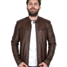 Ege Deri %100 Hakiki Kuzu Derisi Erkek Kahve Mont