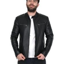Ege Deri %100 Hakiki Kuzu Derisi Erkek Siyah Mont