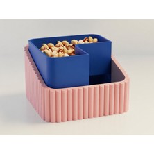 Alvera Fıstık Kasesi – 3D Baskı Çift Hazneli Kabuk Ayırıcı Sunum Kasesi - Pembe Mavi