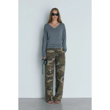 Suud Collection Renkli Kamuflaj Desenli Gabardin Pantolon