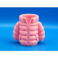 Alvera Şişme Mont Kalemlik – 3D Baskı Masaüstü Organizer-Pembe