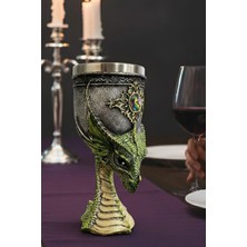 Yeşil Ejderha Figürlü Paslanmaz Çelik Kadeh - 3D Kabartmalı Mistik Dragon Mug Kupa Paslanmaz