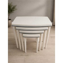 Deniss Home Napali Serisi 4'lü Lüx Mdf Ahşap Zigon Sehpa Gümüş Bej