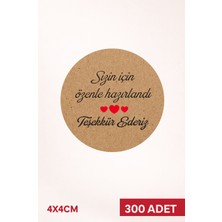 Woisco 300 Adet Teşekkür Etiketi Kraft Sticker, (4X4CM) Teşerkkür Ederiz, Paketleme Kargo Etiketi