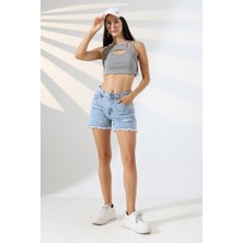 sports here KIZ/KADIN %100 COTTON JEANS ŞORT BERMUDA