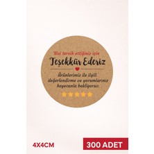 Woisco 300 Adet Teşekkür Etiketi Kraft Sticker, (4X4CM) Paketleme, Kargo, Teşekkür Ederiz Etiketi T.NO:596