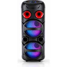 HEPU HP-987 10W TWS Bluetooth Party Hoparlör – LED Aydınlatmalı 1 Adet Kablolu El Mikrofonu Dahil Karaoke Destekli Taşınabilir Ses Sistemi