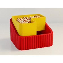 Alvera Fıstık Kasesi – 3D Baskı Çift Hazneli Kabuk Ayırıcı Sunum Kasesi - Kırmızı Sarı
