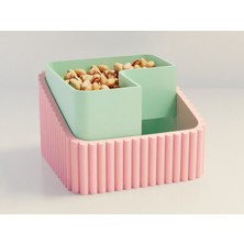 Alvera Fıstık Kasesi – 3D Baskı Çift Hazneli Kabuk Ayırıcı Sunum Kasesi - Pembe Mint