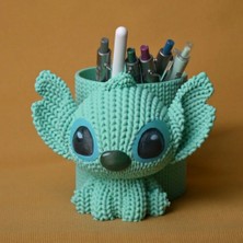 Alvera Knitted Kalemlik – 3D Baskı Sevimli Karakterli Masaüstü Kalem Organizeri-Mint