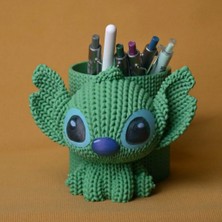 Alvera Knitted Kalemlik – 3D Baskı Sevimli Karakterli Masaüstü Kalem Organizeri-Yeşil