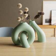 Alvera Interlocking Vazo – 3D Baskı Iç Içe Geçen Dekoratif Vazo-Mint