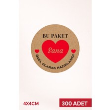 Woisco 300 Adet Teşekkür Etiketi Kraft Sticker, (4X4CM) Paketleme Kargo Etiketi Kalpli