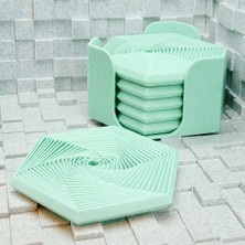 Alvera Super Fidget Coaster Seti – 3D Baskı Altıgen Desenli Bardak Altlığı ve Tutucu-Mint