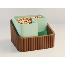 Alvera Fıstık Kasesi – 3D Baskı Çift Hazneli Kabuk Ayırıcı Sunum Kasesi - Kahverengi Mint