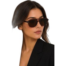 Zamerya Kadın Retro Tasarım Kahverengi Çerçeveli Kahverengi Camlı Güneş Gözlüğü