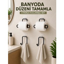 Hobilinka Banyo ve Mutfak Için 4 Parça Set 2 Adet Kağıtlık 2 Adet Havlu Askısı