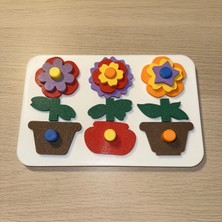 Alvera 3D Baskı Saksıda Çiçek Puzzle Tahtası - Katmanlı Çiçek Inşa Etme ve Renk Eşleştirme Seti, Montessori Oyuncak