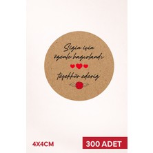 Woisco 300 Adet Teşekkür Etiketi Kraft Sticker, (4X4CM) Teşerkkür Ederiz, Paketleme Kargo Etiketi T.N:352