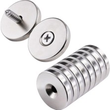 50 Adet 25X10/5X5,5 mm Neodyum Mıknatıs Havşa Delikli Magnet Vida Atılabilir N35 Nikel Paslanmaz ( Lisinya )