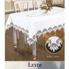 Ceki Home Gardenya Keten Masa Örtüsü 160X220 cm Yemek Masası Örtüsü Leydi Model Krem