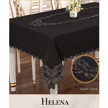 Helena Model Keten Dantelli 155X220 cm Krem Şık Yemek Masası Örtüsü Tasarım