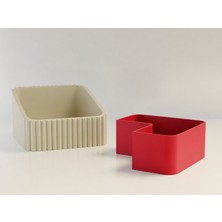 Alvera Fıstık Kasesi – 3D Baskı Çift Hazneli Kabuk Ayırıcı Sunum Kasesi - Bej Kırmızı