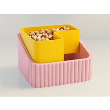 Alvera Fıstık Kasesi – 3D Baskı Çift Hazneli Kabuk Ayırıcı Sunum Kasesi - Pembe Sarı