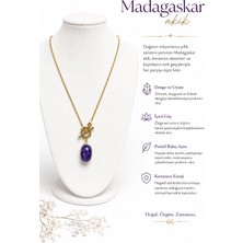 Solare Accessories Madagaskar Akik Doğal Taş Kolye – Altın Kaplama Detaylı Tasarım Kolye