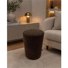 Wooly Life Puf Tedy Kumaş Oturma Pufu Çok Amaclı Makyaj Koltuğu Acı Kahve