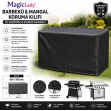 Magic Lady Mangal ve Barbekü Koruma Kılıfı 100X60X60 cm Su Geçirmez Büzgülü Ipli Siyah Koruyucu Örtü