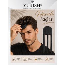 Yurish Kadın ve Erkek 3 Dişli Siyah Kabarık Saç Kaldırma Kök Volüm Isısız Şekillendirici Tarak Perçem Hacim Tarağı