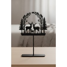 Bafidica Modern Minimalist Siyah Metal Geyik ve Orman Temalı Masaüstü Dekoratif Obje Ofis ve Ev Için Şık Masa Üstü Heykel Tasarımı Sanatsal Aksesuar