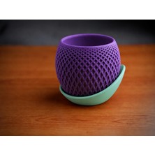 Alvera Küre Saksı – 3D Baskı Kafes Dokulu Iki Parçalı Dekoratif Saksı - Mor-Mint