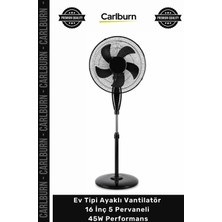 Carlburn Özel Üretim 16 Inç 5 Pervaneli  45W Performans Ev Tipi Ayaklı Vantilatör