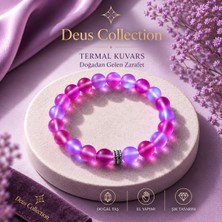 Deus Collection Mor Termal Kuvars Doğal Taş Bileklik 8 mm Şık Tasarım Kadın Doğaltaş Bileklik
