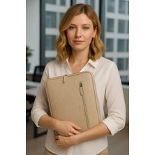 Meschain Meschaın Macbook Air Pro 13.3 ve 14 Inç Bej Renk Laptop Kılıfı Hafif ve Zarif