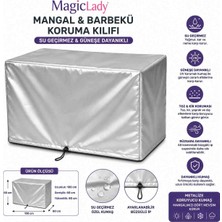 Magic Lady Metalize Renk Mangal ve Barbekü Koruma Kılıfı 100X60X60 cm Su Geçirmez Büzgülü Ipli Siyah Koruyucu Örtü