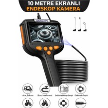 Adalı Store Monitörlü Tek Kameralı 10 mt Sert Kablo Yılan Endoskop Kamera 5,5 mm 4.3 Inc Ekran IP67 Su Geçirmez LED Işıklı