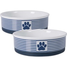 Bone Dry Paw & Patch Seramik Evcil Hayvan Koleksiyonu, Büyük Set, 19 x 6 Cm, Deniz Mavisi, 2 Parç